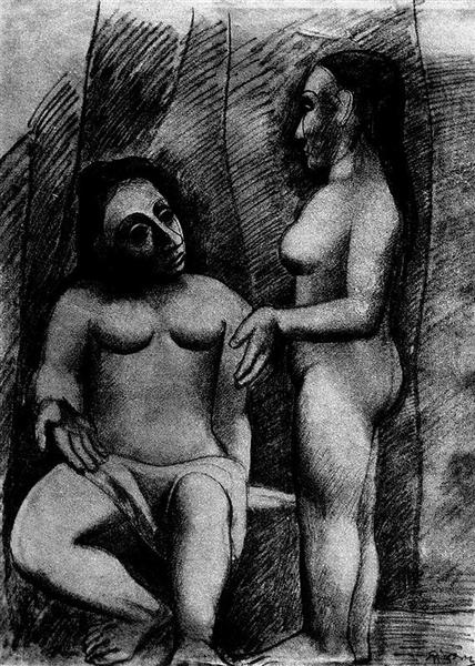 Pablo Picasso Oil Painting Seated Nude And Standing Nude